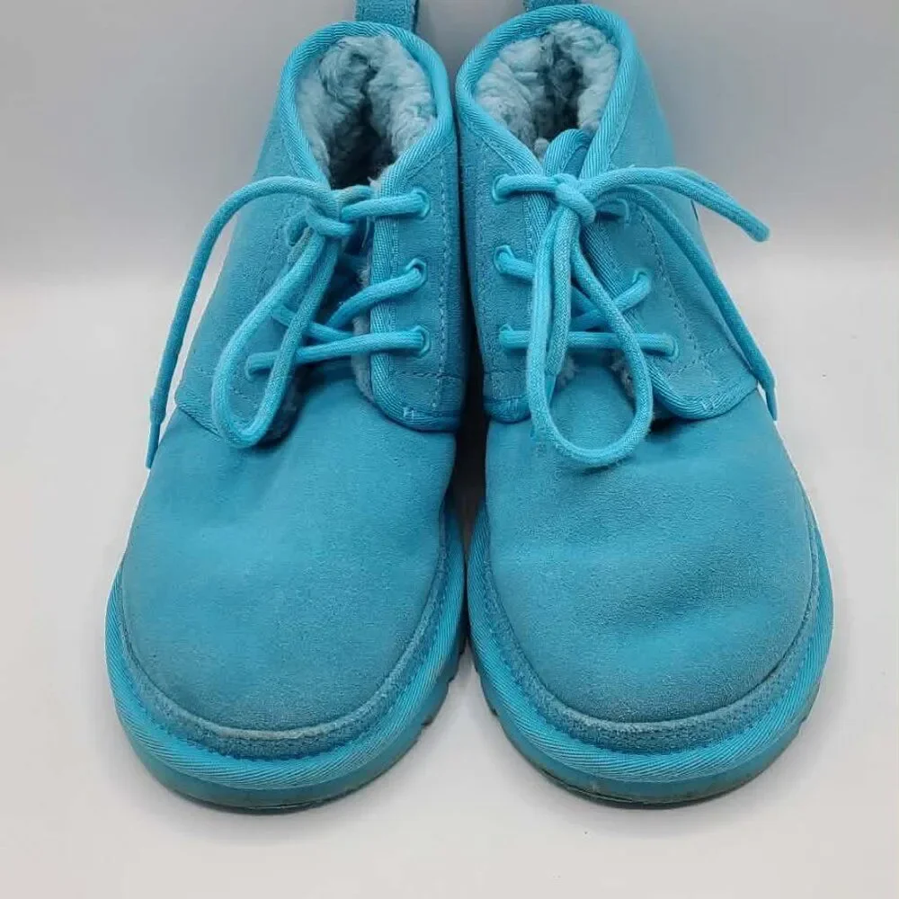 UGG Neumel Blue Suede Shearling Boots size 7